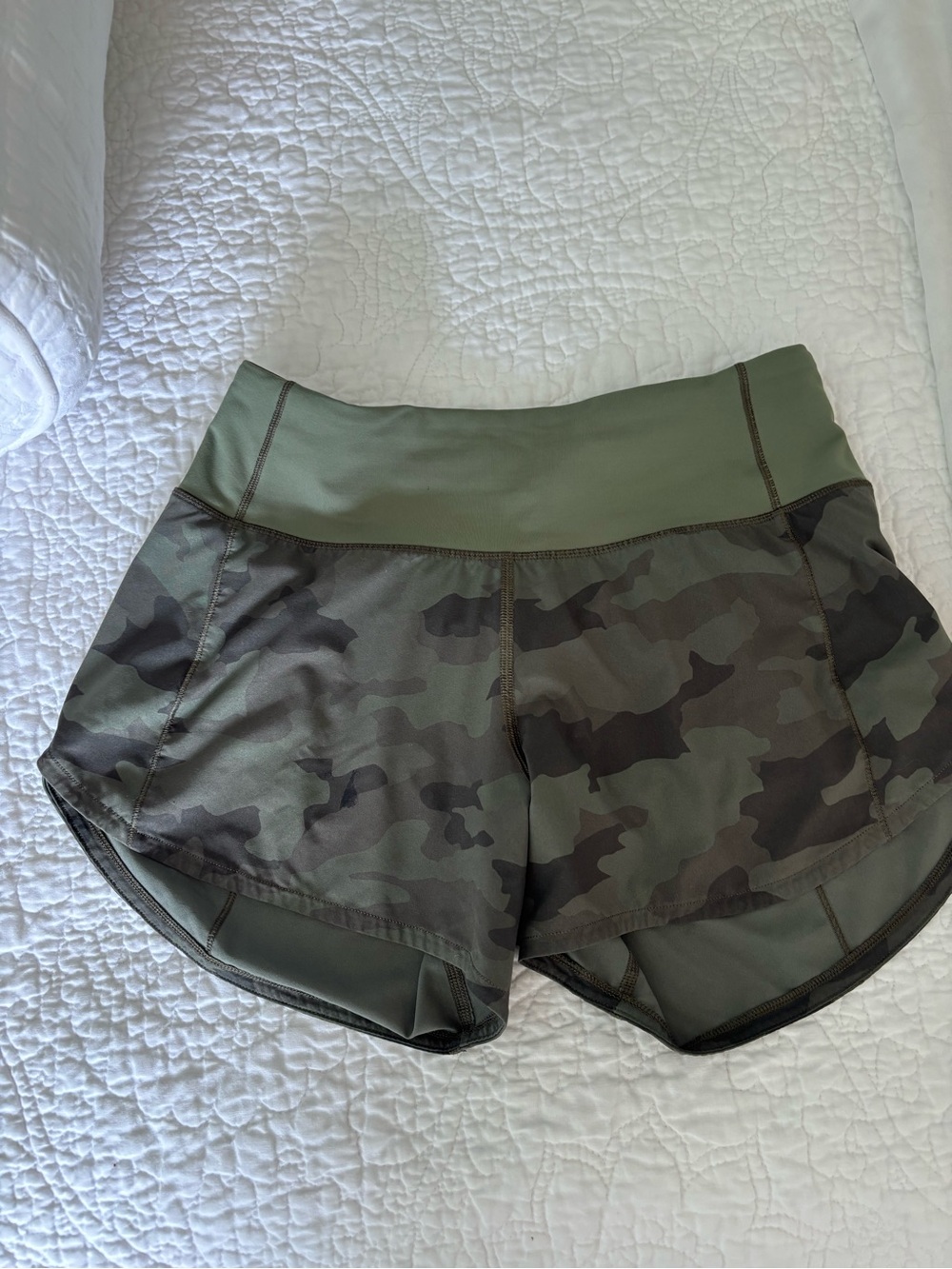 lululemon athletica Olive Green Camo High-Rise Athletic Shorts, SZ 2 Tall